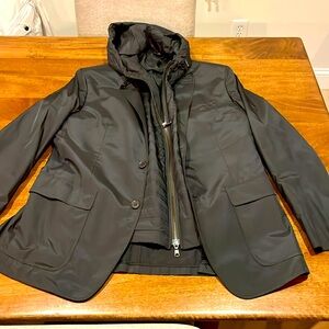 Banana Republic two piece jacket/blazer and hooded vest combo 42R black/green